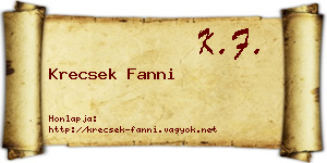 Krecsek Fanni névjegykártya